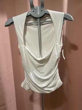 Abercrombie & Fitch White Draped Cowl Neck Tank